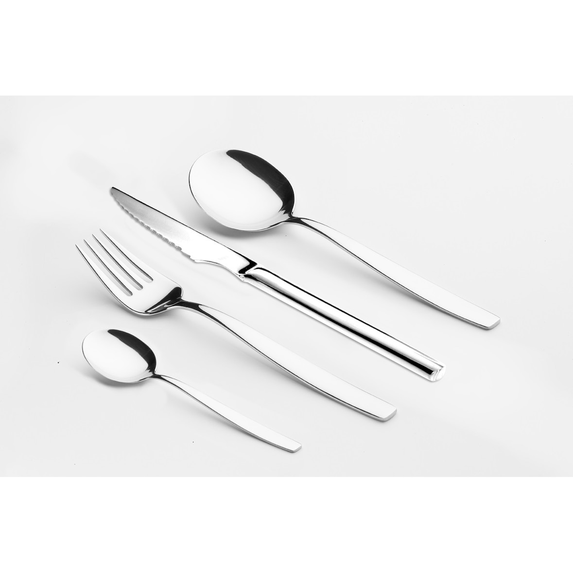 Set 48 Couverts Nova York Inox Avec Couteau à Steak (12 Pièces Chacune=48 Unités)-Fabriqué au Portugal