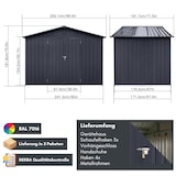 thumbnail of Gerätehaus XL – verzinktes Metall in Anthrazit| Inkl. Schloss & Werkzeughaken | wetterfester Geräteschuppen, Gartenhaus