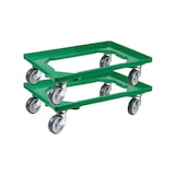 thumbnail of PROREGAL Transportroller Kistenroller Logistikroller mit Gummiräder grün | HxBxT 15x60,7x40,7cm | Offen | 2 Lenkrollen & 2 Bockrollen | 2 Stück