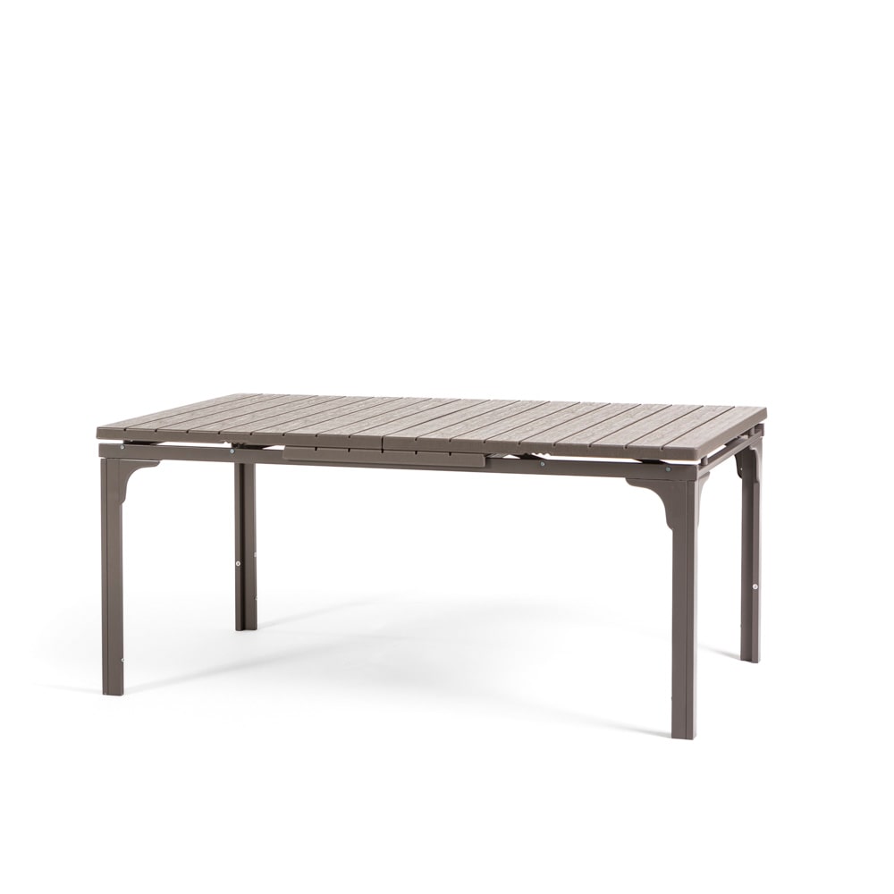 Mesa de Exterior Extensível 180/240x90 cm, Estrutura em Aço, Topo Efeito Madeira, 10 Pessoas, Para Jardim ou Terraço - THOMAS XL - Cinza