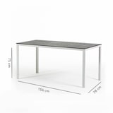 thumbnail of Gartenset mit Tisch und 6 Stühlen, rechteckiger Tisch mit Stahlgestell und stapelbaren Stühlen aus Harz mit Armlehnen –Thomas+Anita/Schiefergrau