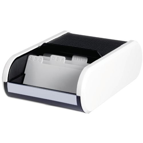 helit Visitenkartenbox DIN A8 300 Karten Schwarz, Weiß 13,6 x 24,2 x 6,7 cm