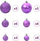 thumbnail of vidaXL Weihnachtskugel-Set mit 150 LEDs 61 pcs Lila Kunststoff