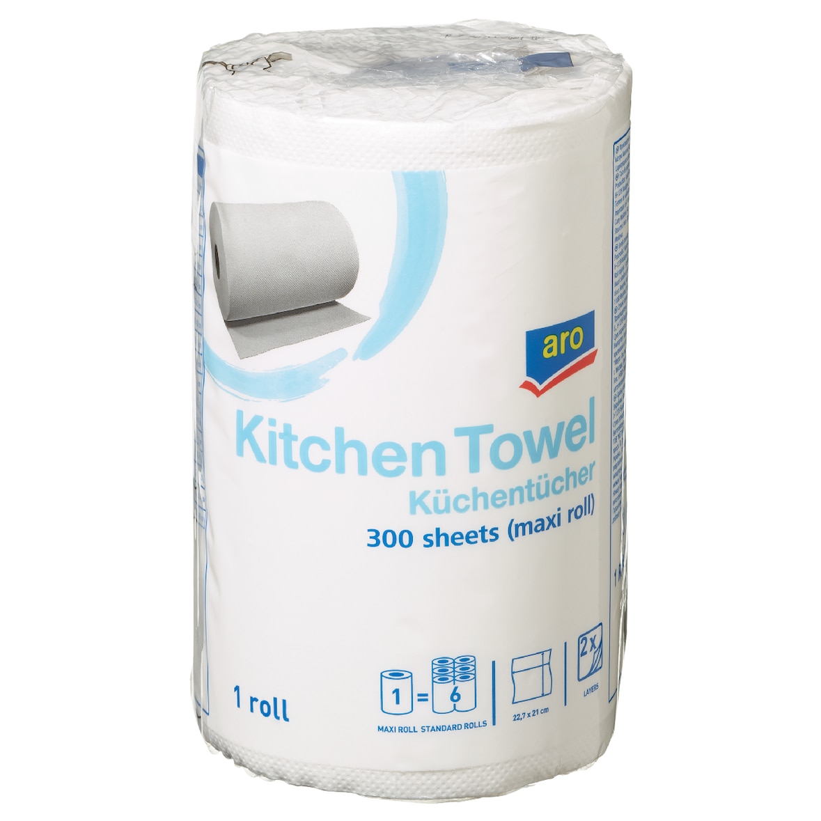 aro Küchenrolle Maxi, 22.7 x 21 cm, 2-lagig, weiß, 300 Blatt