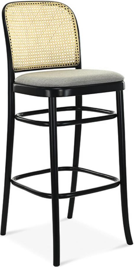 FAMEG Designer Premium Barhocker | BST-811/1 | Mit Rückenlehne | Polstersitz | Buchenholz