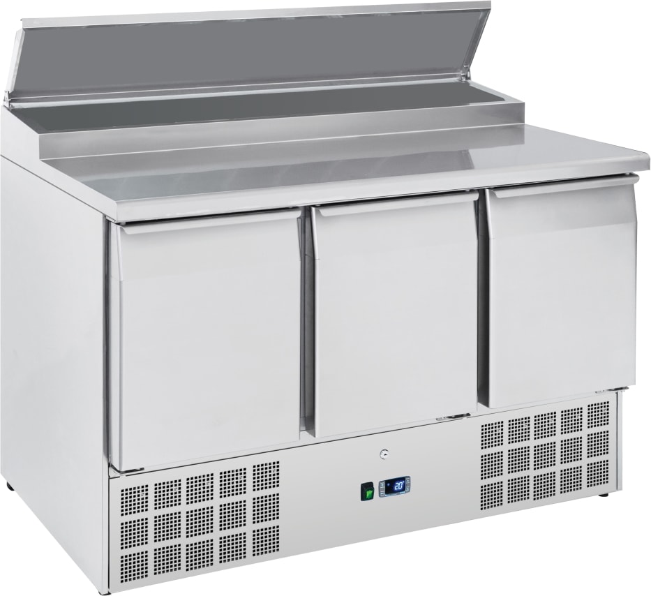 Sandwich-vorbereitungsmöbel 3 türen für 8 schüsseln 1/6-150 - 1365x700x880 mm - 230 W 230/1V - 73A39SRC Eurast