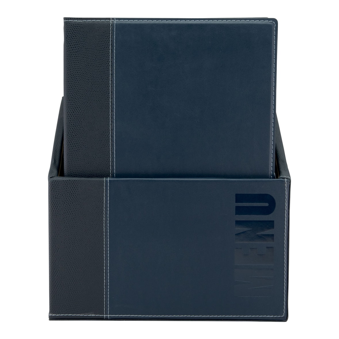 Securit® Caixa com 20 Capas de Menu A4 "Trendy" - Azul - Pele sintética - 4 vistas