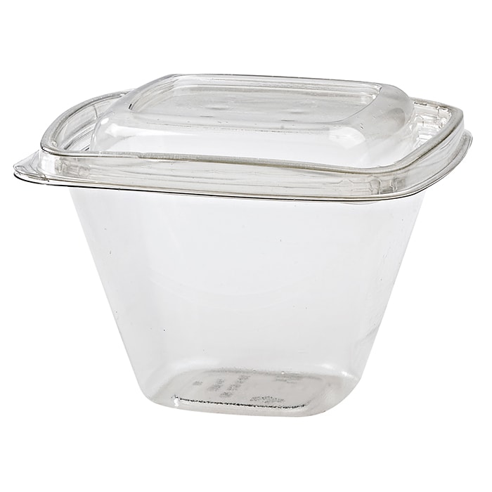 PACKNWOOD - 100u - Envase PET Deli cuadrado transparente con tapa 128x128mm H85mm 500ml - 210DELICAR16