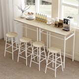 thumbnail of HOMCOM juego de mueble de bar set de mesa alta y 2 taburetes con estante de almacenamiento y marco de metal para cocina comedor 80x50x90 cm