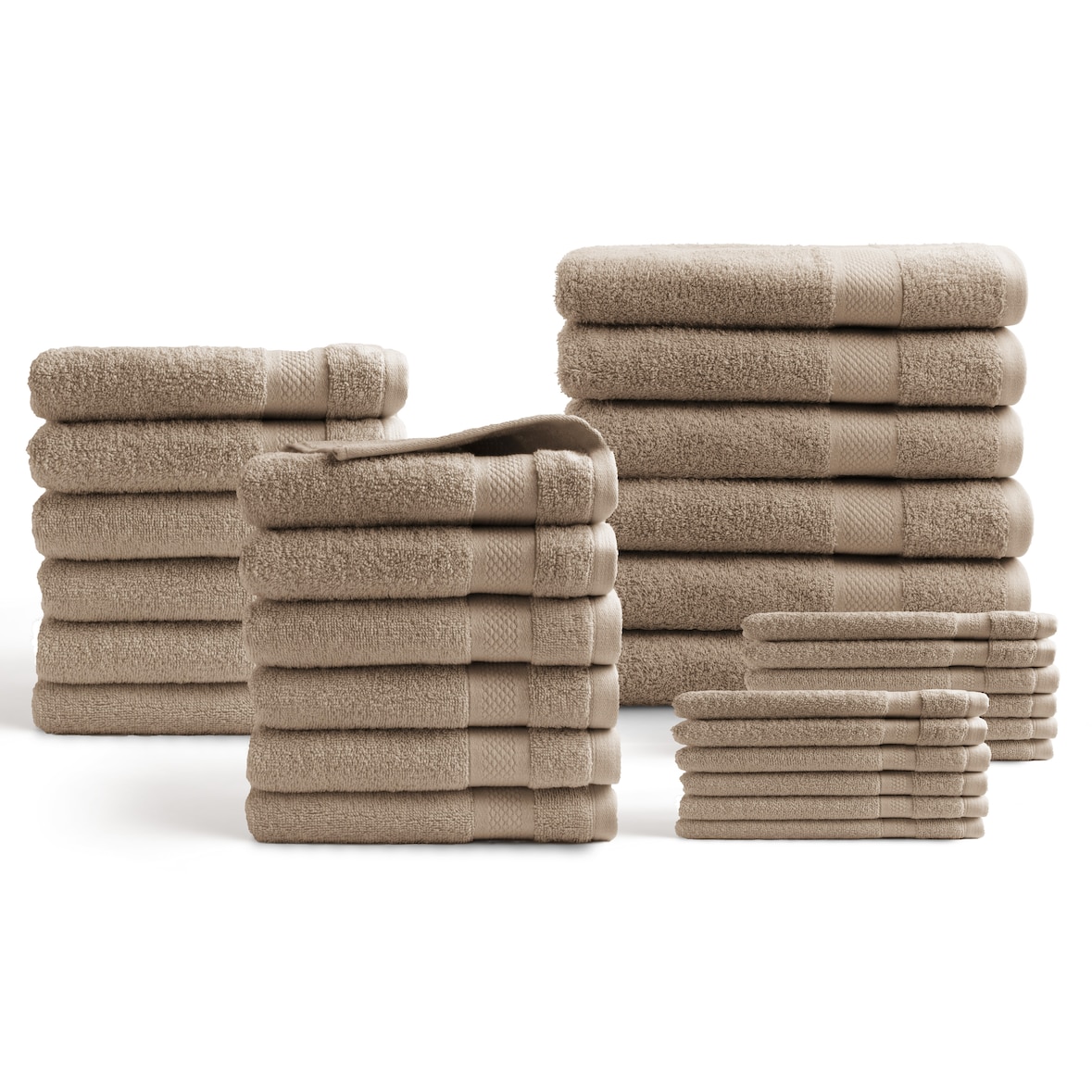 DoubleDry Handdoeken 30-delig set - Hotel kwaliteit 500 g/m2 - Beige Taupe