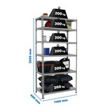 thumbnail of SimonRack Metallregal, 2500x1100x400 mm, 6 Ebenen, Metallboden, 200 kg Biegepunkt, Grau - Simonclick