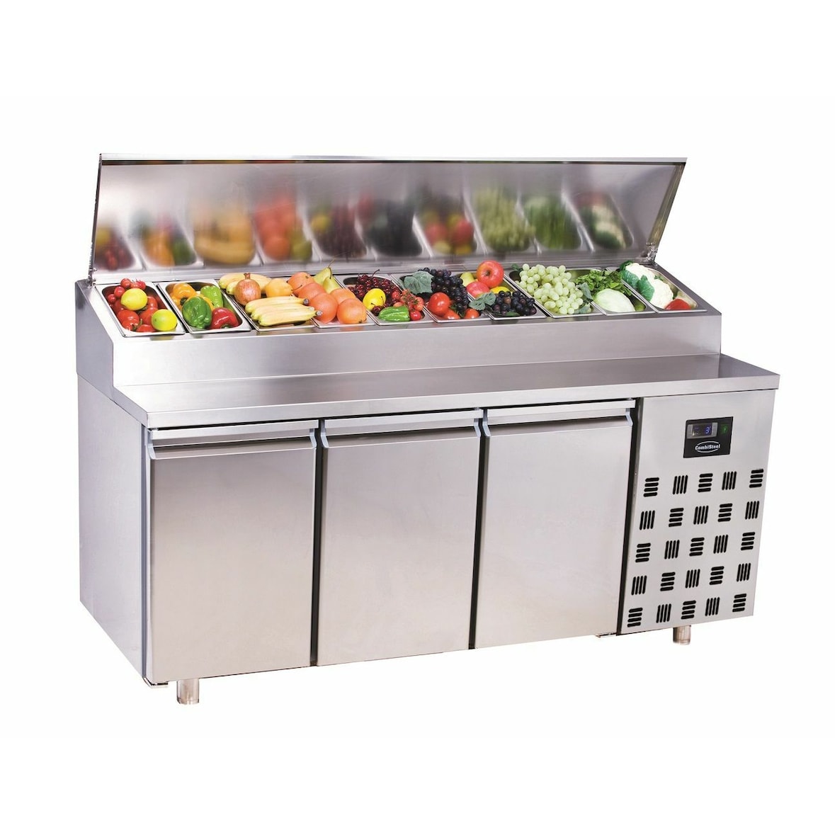 Gastro Gekoelde Balie Saladette 10x1/3GN, 3 deuren 1865x700x1090mm