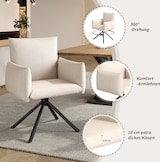 thumbnail of Esszimmerstuhl Set 6 Samt Beige 360 Grad drehbar mit Armlehnen Metallbeine ergonomische Rückenlehne hoher Sitzkomfort stabil und formstabil 88x60x60cm