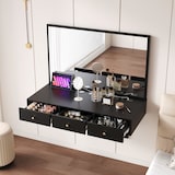 thumbnail of Schminktisch 100x45x105 cm Schwarz mit Spiegel, 3 Schubladen und integrierter Steckdose für Schlafzimmer