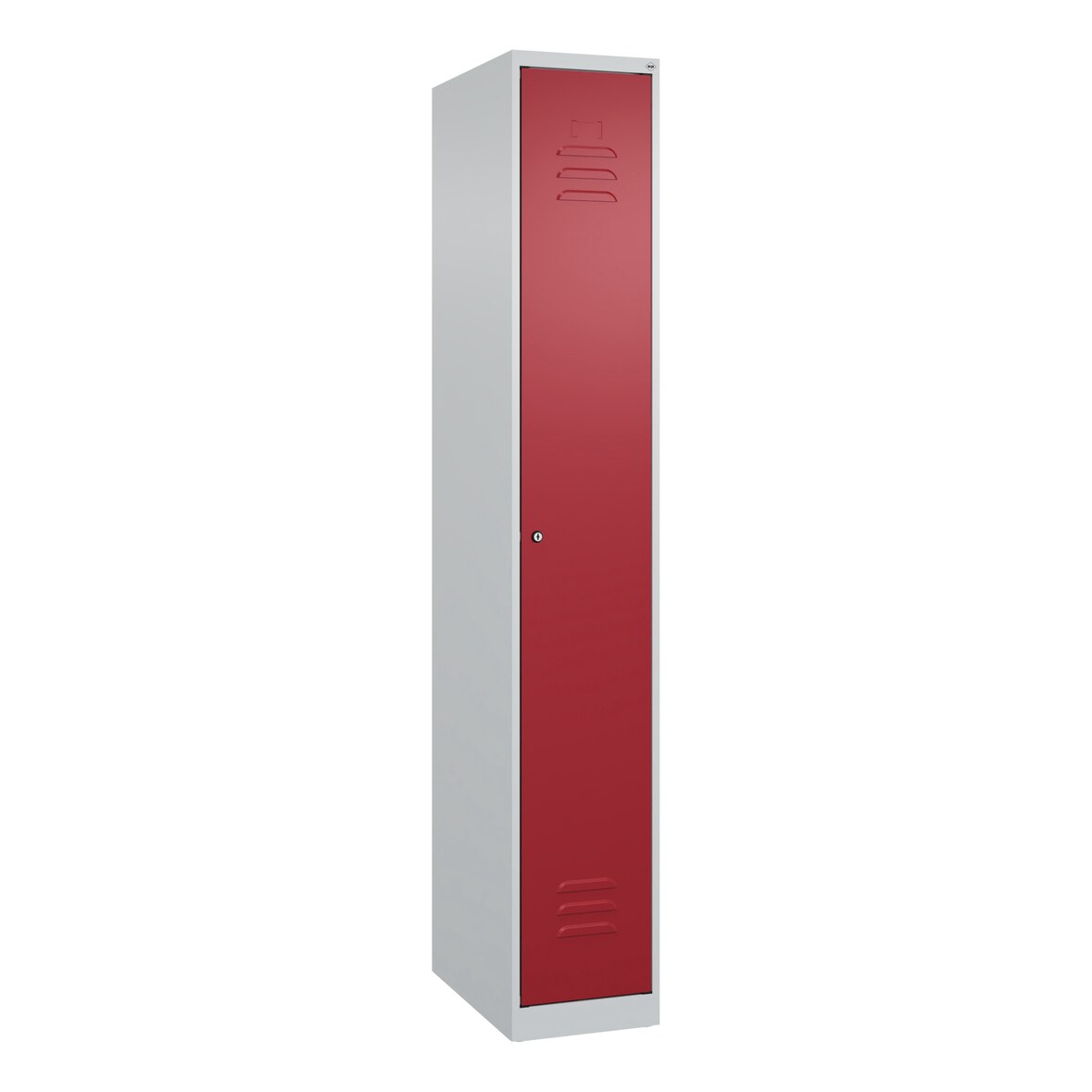 C+P Spind Classic PLUS, 1 Abteil, HxBxT 185x30x50cm, Zylinderschloss, Hellgrau/Rubinrot von PROREGAL