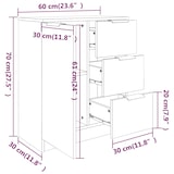 thumbnail of Helloshop26 - Aparador cómoda armario mueble de almacenaje organizador para cocina salón salón 60 x 30 x 70 cm madera de ingeniería 02_0030328