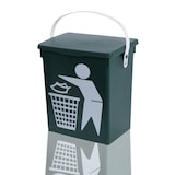 thumbnail of 2x Mülleimer Müllbehälter Abfalleimer Kunststoff Grün + Grau 23x19x16 cm Bioabfall Klappdeckel