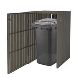 thumbnail of 1er WPC-Mülltonnenverkleidung HWC-J28, Mülltonnenbox, Metall Holzoptik, erweiterbar 240l ~ grau