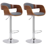 thumbnail of Conjunto de 2 bancos de bar Kingston em imitação de pele walnuss/grau