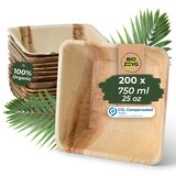 thumbnail of BIOZOYG 200 Stück quadratische Einwegschalen Palmblattschalen 750ml für Partys, umweltfreundliches Biogeschirr, Einmalgeschirr, biologisch abbaubar