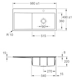 thumbnail of Villeroy&Boch Spülbecken, Küchenspüle Subway Style 60 flat Weiß Alpin 980x490mm, Unterschrankbreite 60cm