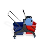 thumbnail of SemyTop Doppelfahrwagen,Reinigungswagen 2 farbige Eimer, Mopp-Presse