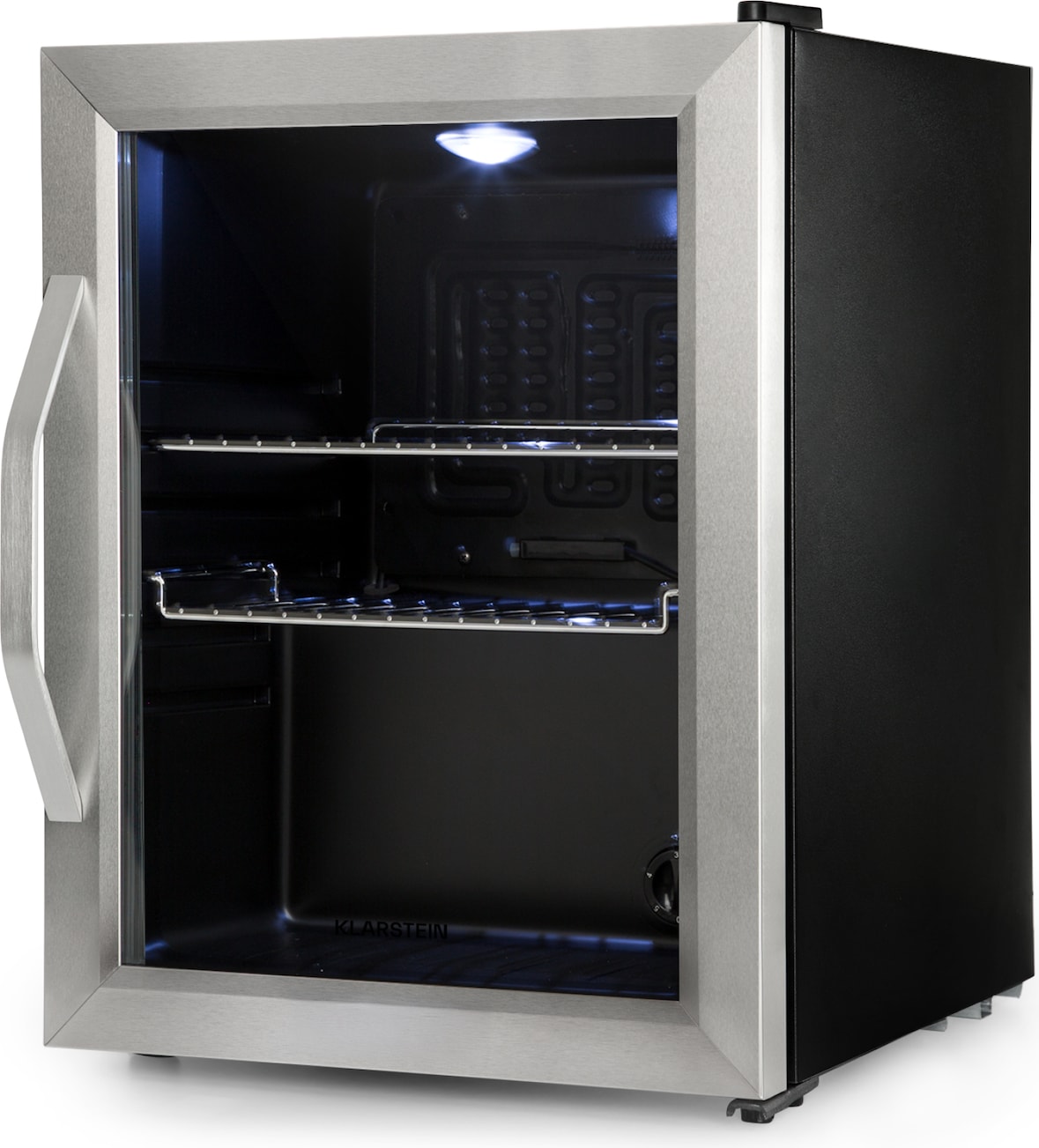 Beersafe M Kühlschrank 33 Liter 2 Böden Panoramaglastür Edelstahl Silber