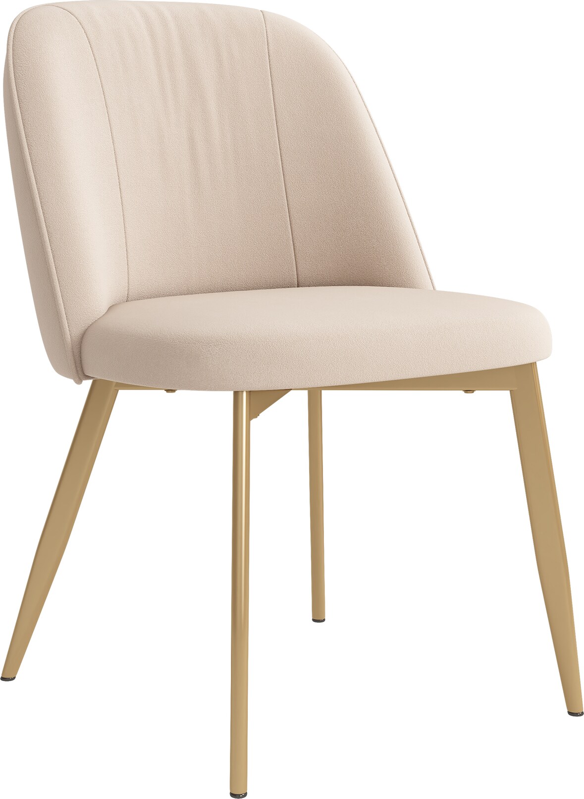 4 Esszimmerstühle Samt Beige mit goldfarbenen Metallbeinen, ergonomische Rückenlehne, gepolstert, einfache Montage