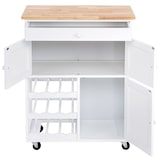 thumbnail of Helloshop26 - Carrello da cucina con ruote carrello da servizio con 1 cassetto 2 armadietti 1 portabottiglie in legno 67 x 37 x 20_0005444