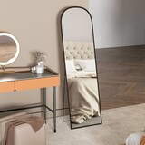 thumbnail of Ganzkörperspiegel Standspiegel 170x50x2 cm Schwarz mit bruchsicherem HD Glas Alurahmen zum Anlehnen oder Aufstellen, Wandmontage möglich