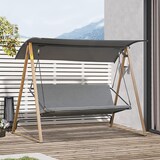 thumbnail of Outsunny columpio balancín de jardín de 3 plazas con Techo ajustable asiento acolchado y marco de acero carga 280 kg 224x133x173cm