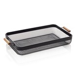 thumbnail of WAS Germany - Korb, mit Tragegriff, 51 x 26,5 x 7,5 cm, schwarz pulverbeschichtet, Metall, Holz