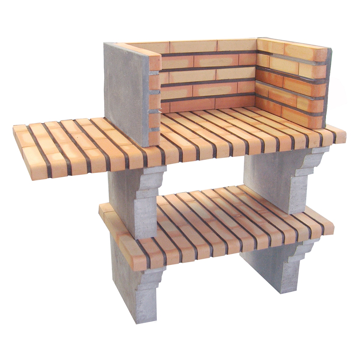 BARBECUE MINUS - Barbecue avec 1 étagère, sans cheminée, en brique et ciment réfractaire - 128x57x108cm