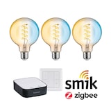 thumbnail of Paulmann Startsets met prijsvoordeel Zigbee 3.0 Smart Home smik Gateway + LED-gloeilamp Filament G95 Tunable White + Schakelaar 5195