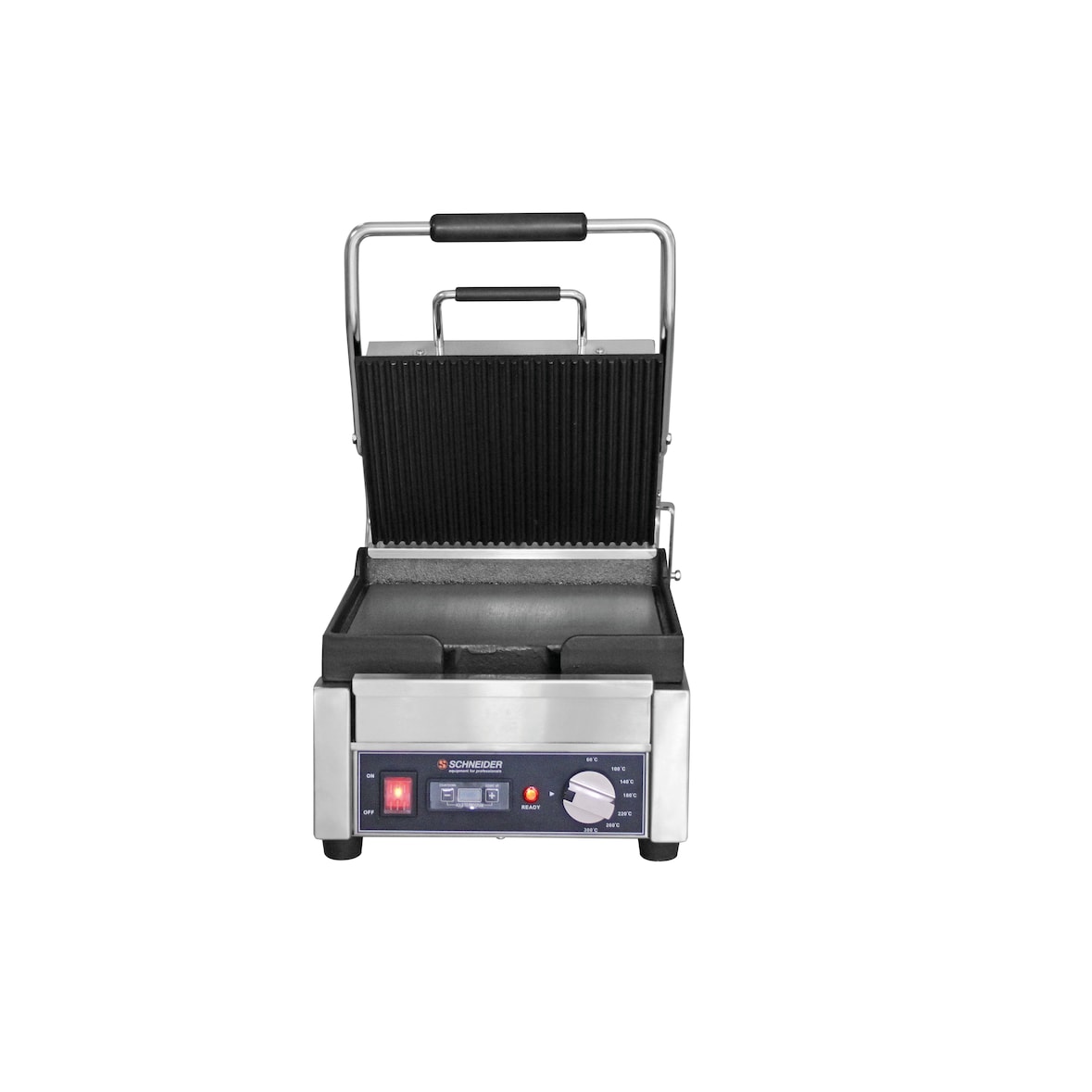 Schneider - Kontaktgrill klein - gewellt / glatt, Grillfläche: 24 x 26 cm, Außenmaße: 27x29x47 cm