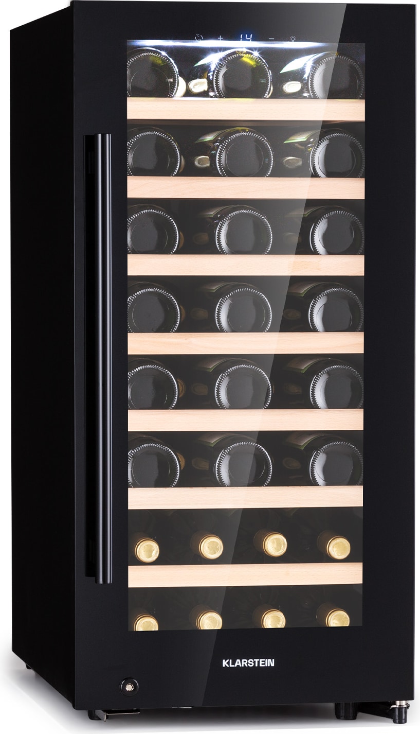 Klarstein Barossa 38 Uno Weinkühlschrank 1 Zone 94 Ltr 38 Fl Touch-Display Schwarz