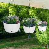 thumbnail of Relaxdays Blumenampel mit Wasserspeicher, Set, 3 Größen, Selbstbewässerung, außen & innen, hängender Blumentopf, weiß