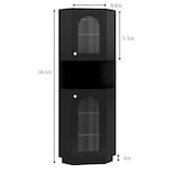 thumbnail of Badschrank Eckschrank Schwarz 167x45x45 cm mit integrierter Lichtleiste Glastür offenen Fächern verstellbaren Einlegeböden Kippschutz MDF