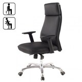 thumbnail of Bürostuhl PORTO Echt-Leder Schwarz ergonomisch mit Kopfstütze, Design Chefsessel Schreibtischstuhl ergonomisch mit Wippfunktion, Drehstuhl mit