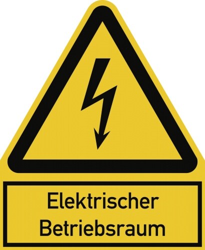 Elektrischer Betriebsraum ISO 7010, Kombischild, Alu, 200x244 mm
