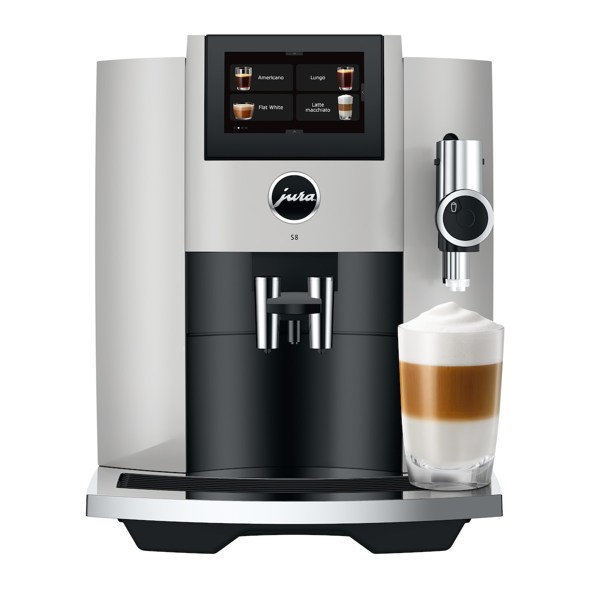 JURA - S8 Platinum - Cafetera automática con espuma dulce, P.A.G.2, pantalla táctil de 4,3" y 27 especialidades