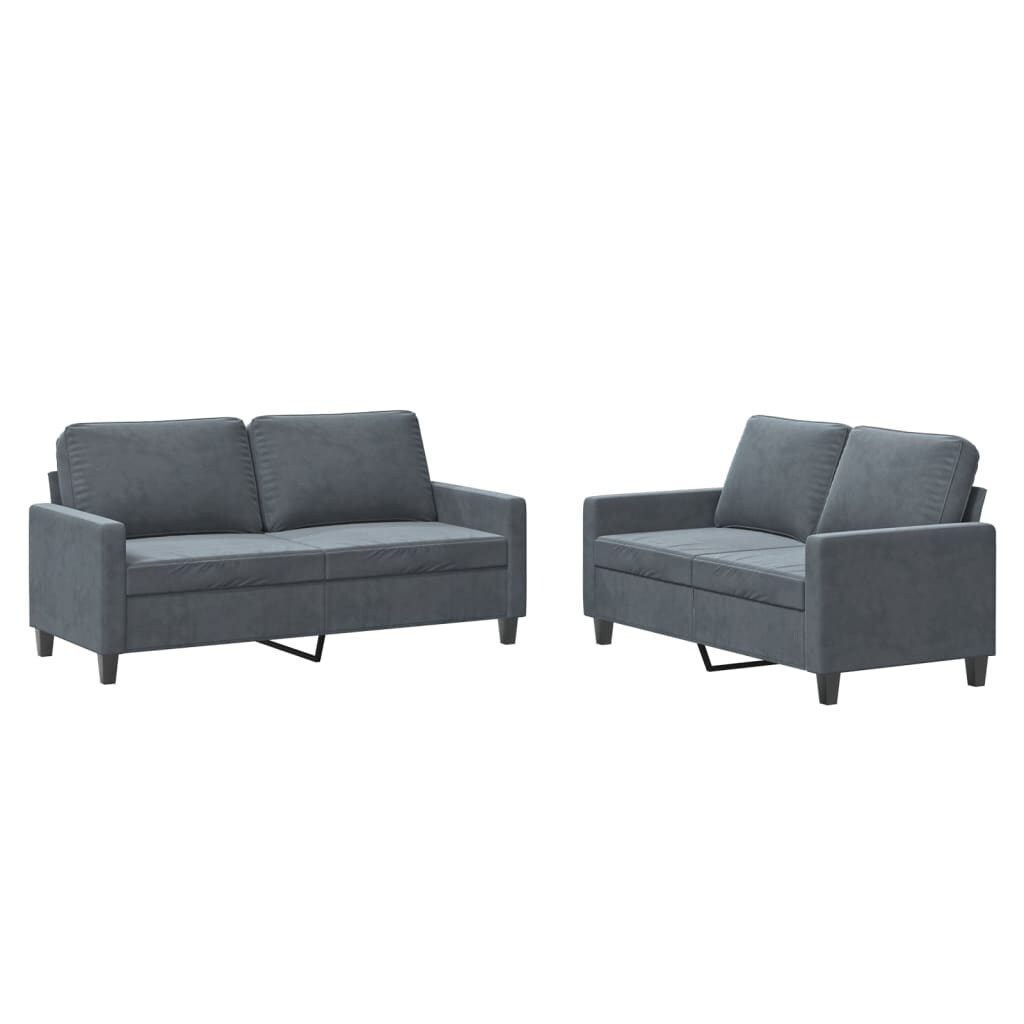 Ensemble de canapés 2 pcs avec coussins Gris foncé Velours Modèle Unique Élite