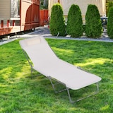 thumbnail of Tumbona Plegable y Reclinable con Reposacabezas y Respaldo Ajustable Crema