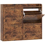 thumbnail of HOMCOM mueble zapatero de 4 puertas zapatero estrecho con estantes ajustables estilo industrial para 24 pares de zapatos 120x24x103 cm marrón rústico
