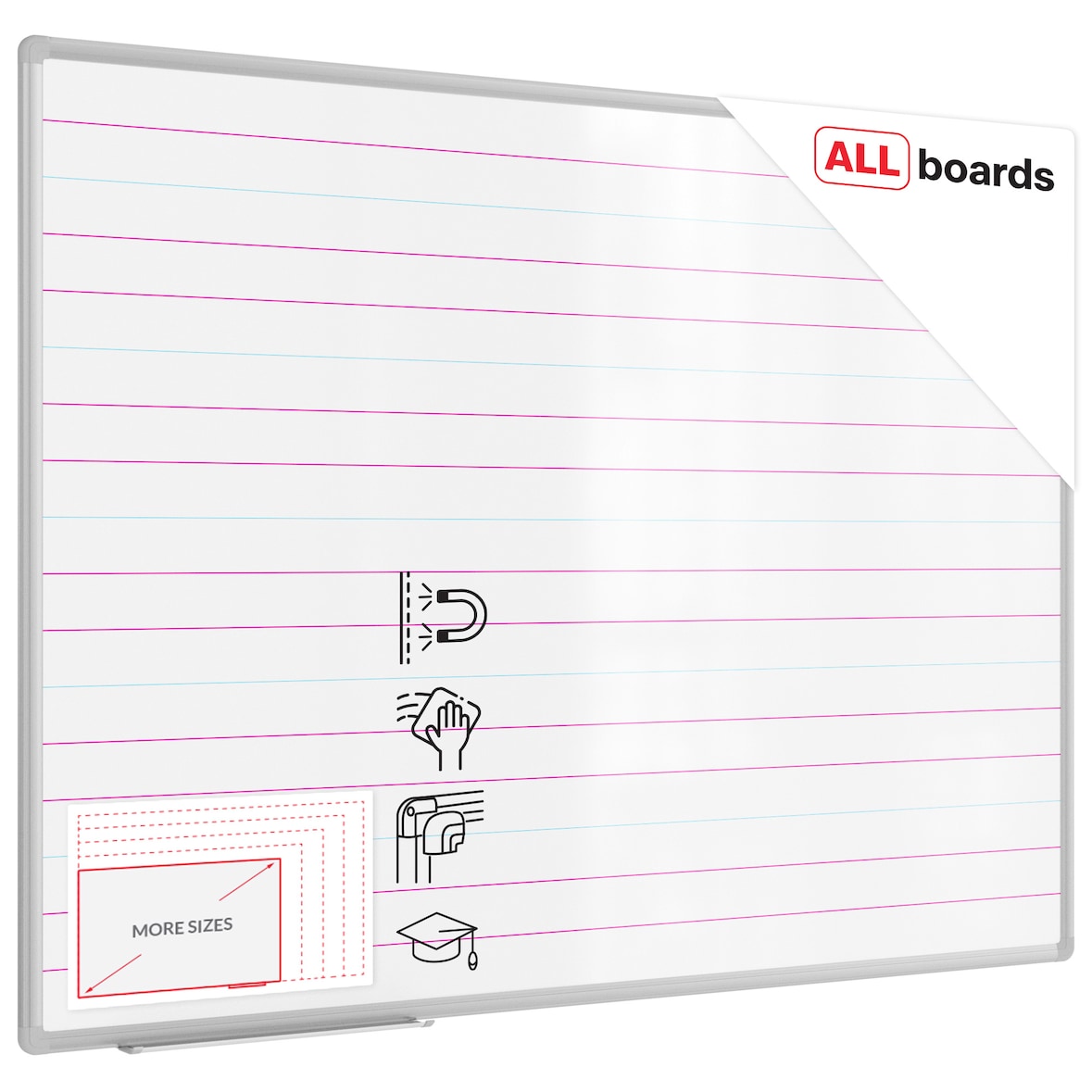 ALLboards Whiteboard, 120×90 cm, Magnettafel mit Aufdruck – Motiv: Schreiben lernen