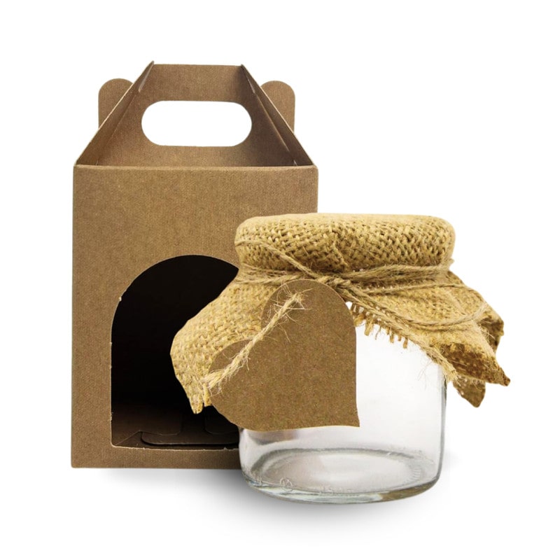 20 Gläser 250ml mit Deckel, Kartons, Jutestoff, Schnur & Etiketten. Ideal für Geschenke oder Vorrat.