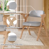 thumbnail of Klappbare Esszimmerstühle 2er-Set aus Massivholz Grau mit Leinenbezug, Armlehnen, platzsparend