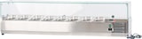thumbnail of Romux® Kühlvitrinen für Tapas 180x33x44 cm aus Edelstahl und Glashaube mit 8 Becken GN 1/4 | Gekühlte Vitrine mit digitalem Dixell-Thermostat