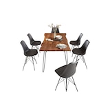 thumbnail of SAM® Esstisch Baumkante massiv Akazie nussbaum 120 Hairpin-Gestell schwarz HANNAH