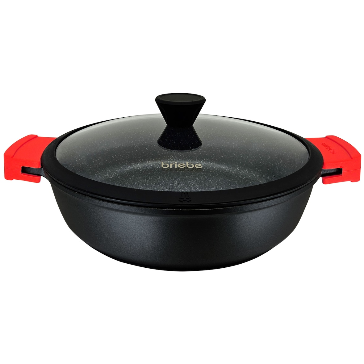 Briebe Black Titanium Cacerola Baja Cocina Inducción Antiadherente Titanio, Cazuela 30cm, Aluminio Fundido sin PFOA, Negro
